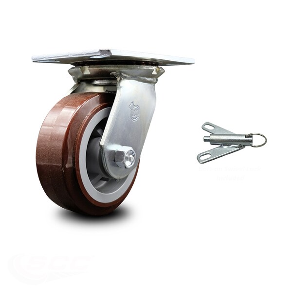 5 Inch Heavy Duty Polyurethane Caster with Roller Bearing and Swivel Lock SCC